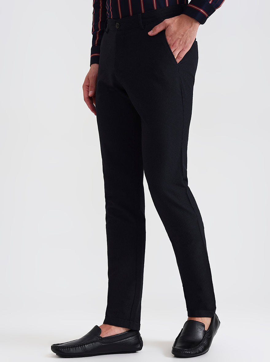 Black Checked Slim Fit Club Wear Trouser | Wyre