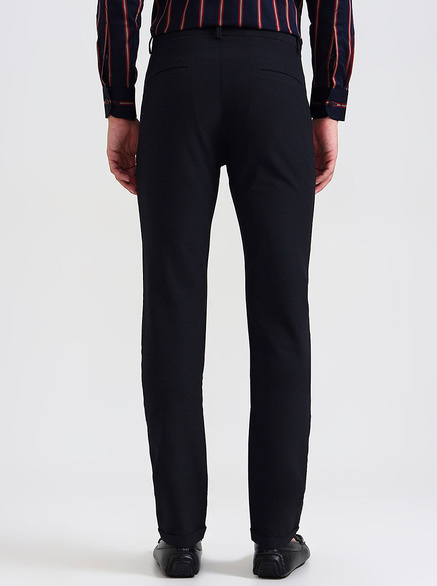 Black Checked Slim Fit Club Wear Trouser | Wyre