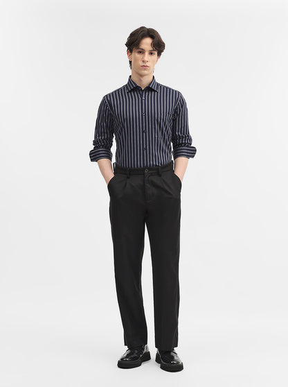 Blue & White Striped Slim Fit Formal Shirt | Metal