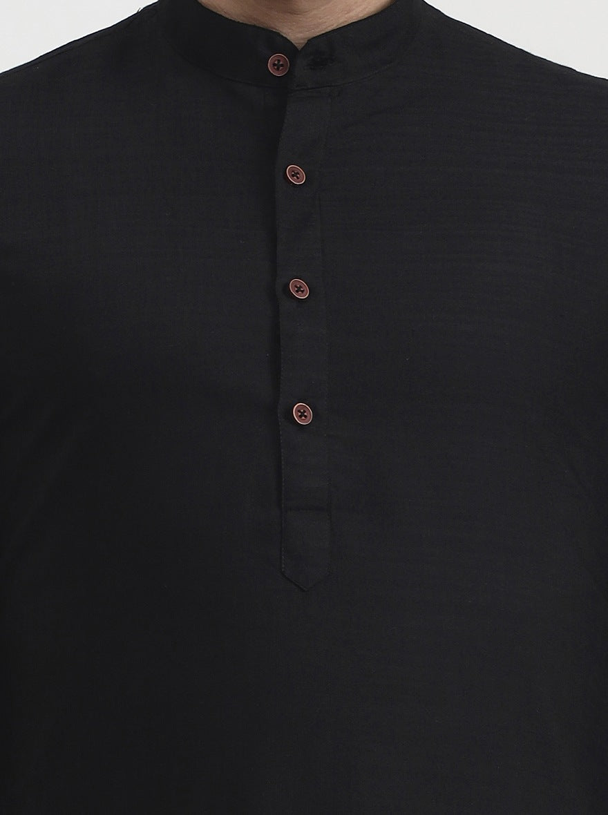 Black Solid  Modi Kurta | JadeBlue
