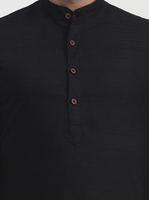 Black Solid  Modi Kurta | JadeBlue