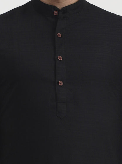 Black Solid  Modi Kurta | JadeBlue