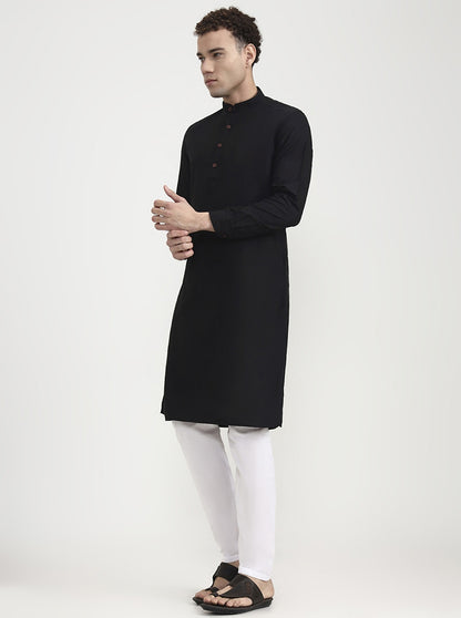 Black Solid  Modi Kurta | JadeBlue