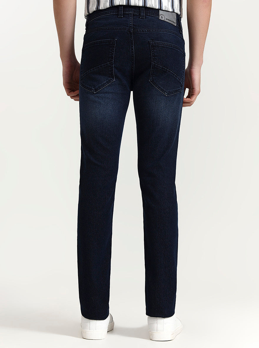 Dark Blue Washed Narrow Fit Jeans | Greenfibre