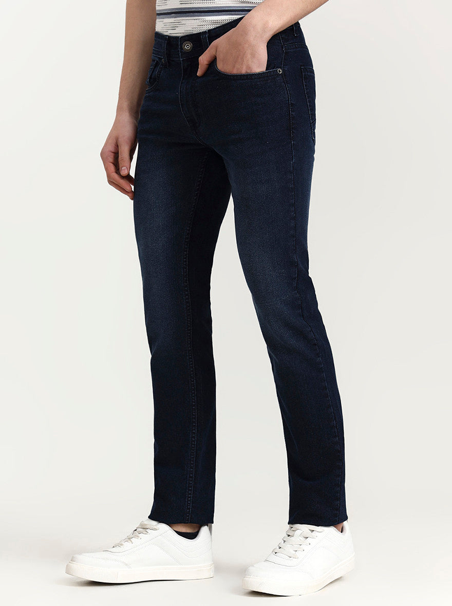 Dark Blue Washed Narrow Fit Jeans | Greenfibre