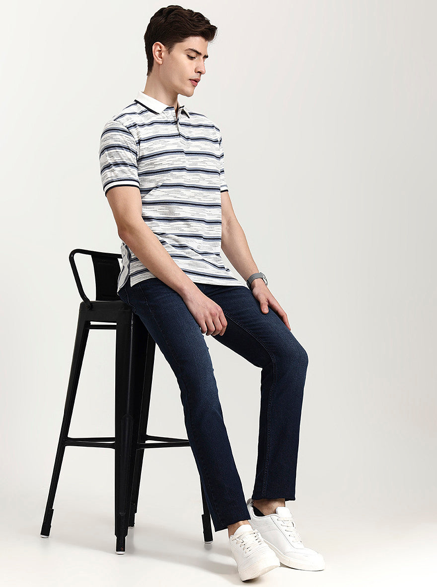 Dark Blue Washed Narrow Fit Jeans | Greenfibre