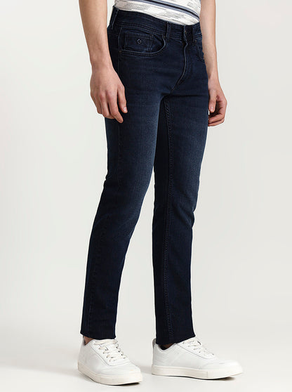 Dark Blue Washed Narrow Fit Jeans | Greenfibre