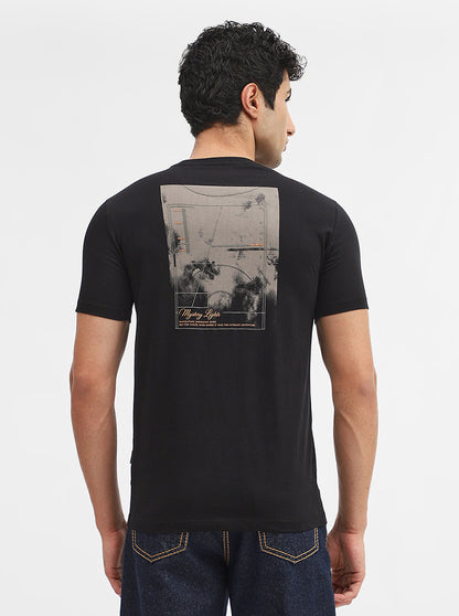 Black Printed Slim Fit T-Shirt | Greenfibre