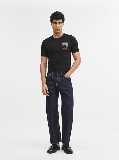 Black Printed Slim Fit T-Shirt | Greenfibre