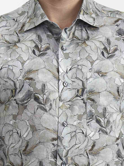 Light Green Printed Slim Fit Formal Shirt | JadeBlue Super Luxe