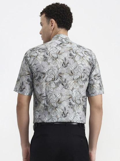 Light Green Printed Slim Fit Formal Shirt | JadeBlue Super Luxe