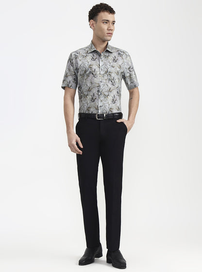 Light Green Printed Slim Fit Formal Shirt | JadeBlue Super Luxe