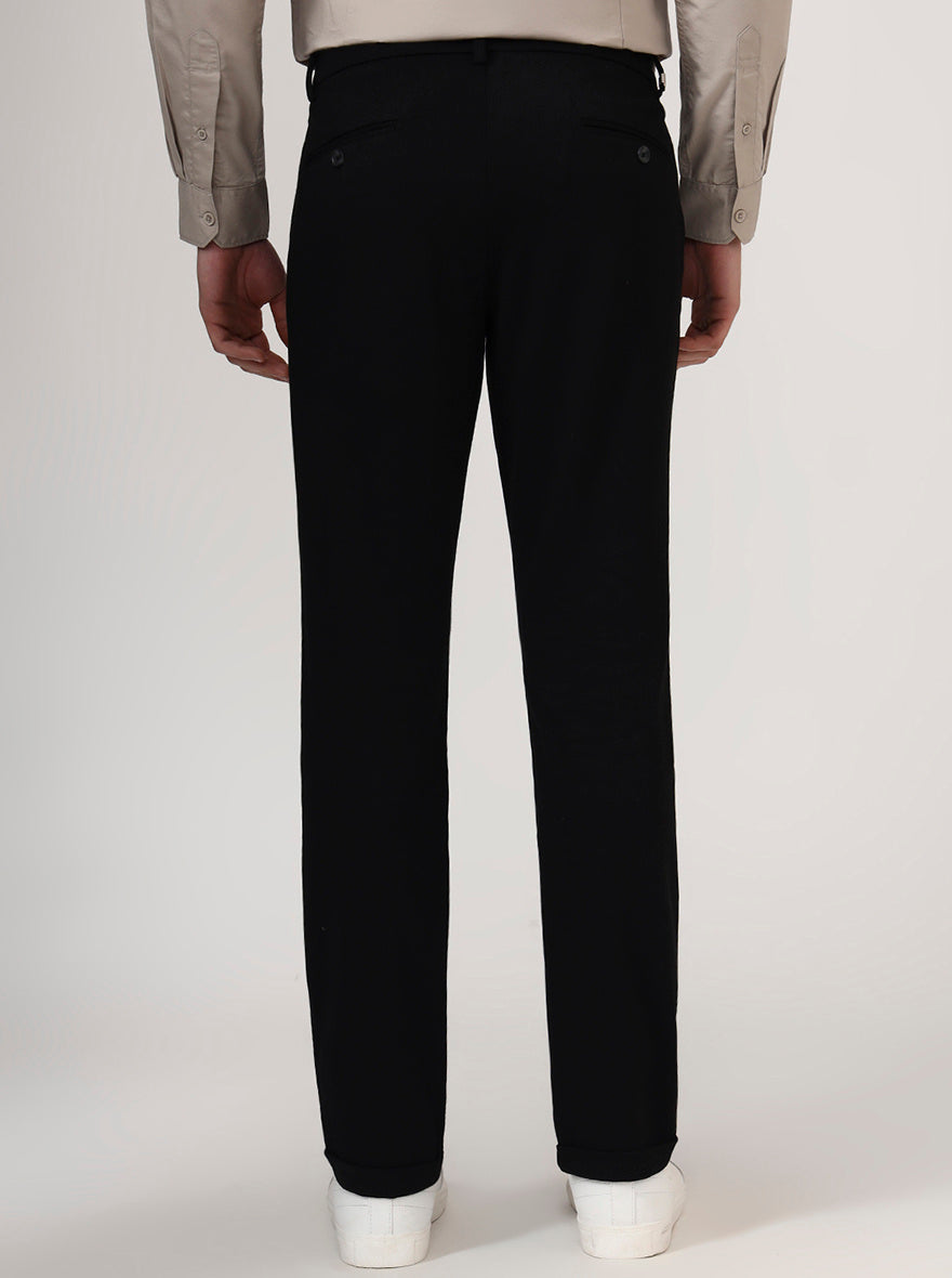 Black Solid Venice Fit Casual Trouser | JadeBlue