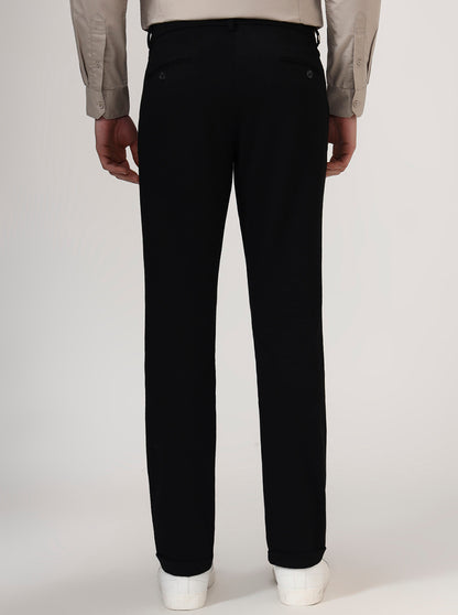 Black Solid Venice Fit Casual Trouser | JadeBlue
