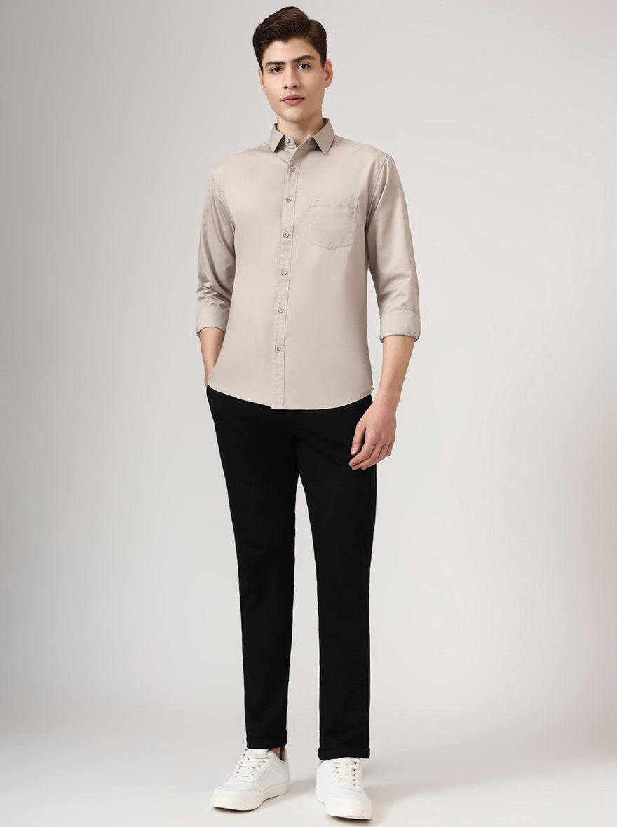 Black Solid Venice Fit Casual Trouser | JadeBlue