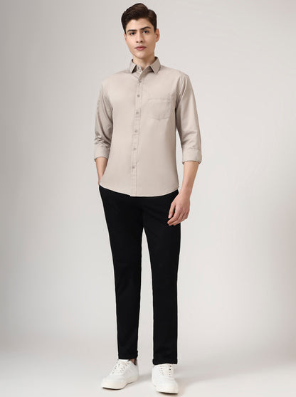 Black Solid Venice Fit Casual Trouser | JadeBlue