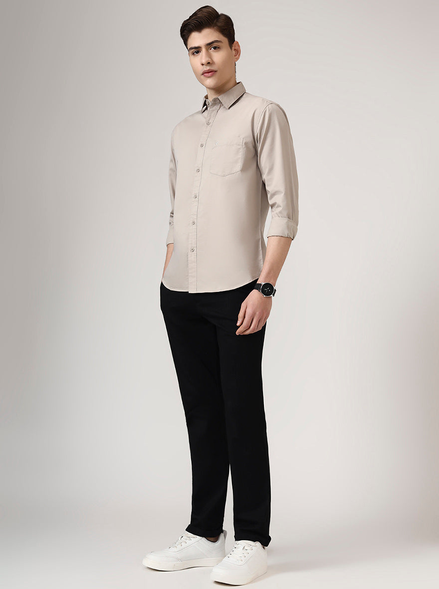 Black Solid Venice Fit Casual Trouser | JadeBlue