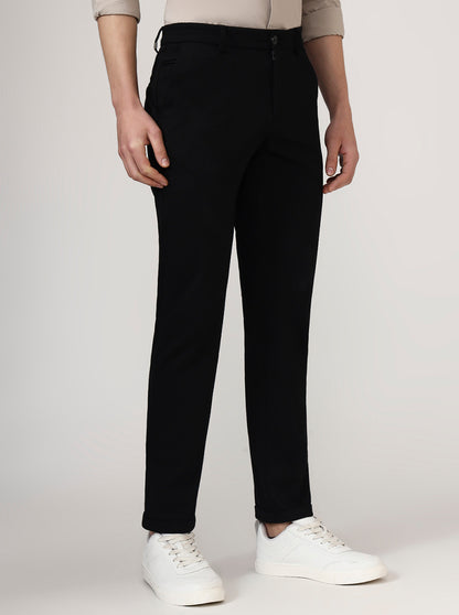 Black Solid Venice Fit Casual Trouser | JadeBlue