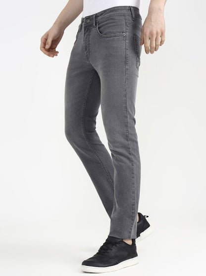 Mid Grey Solid Narrow Fit Jeans | Greenfibre