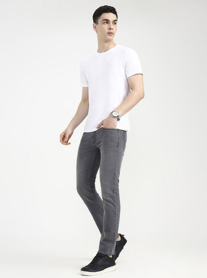 Mid Grey Solid Narrow Fit Jeans | Greenfibre
