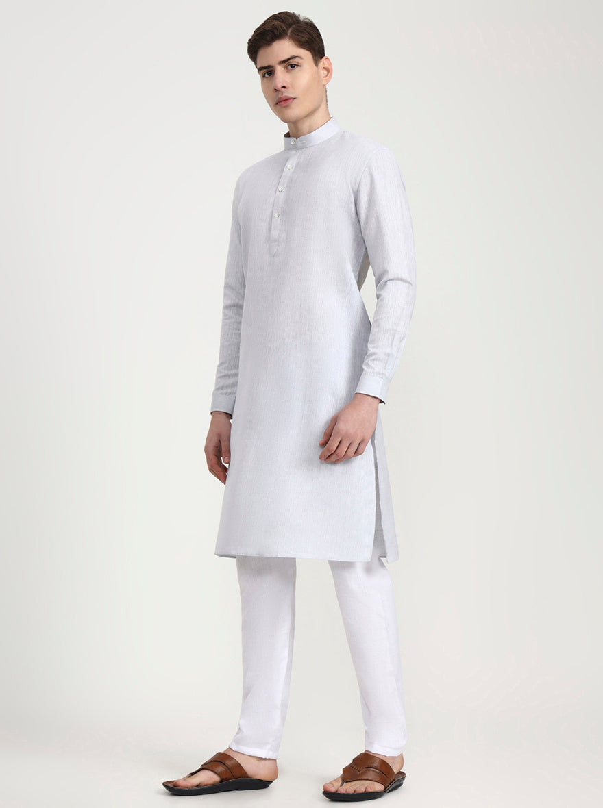 Grey Solid Modi Kurta | JadeBlue