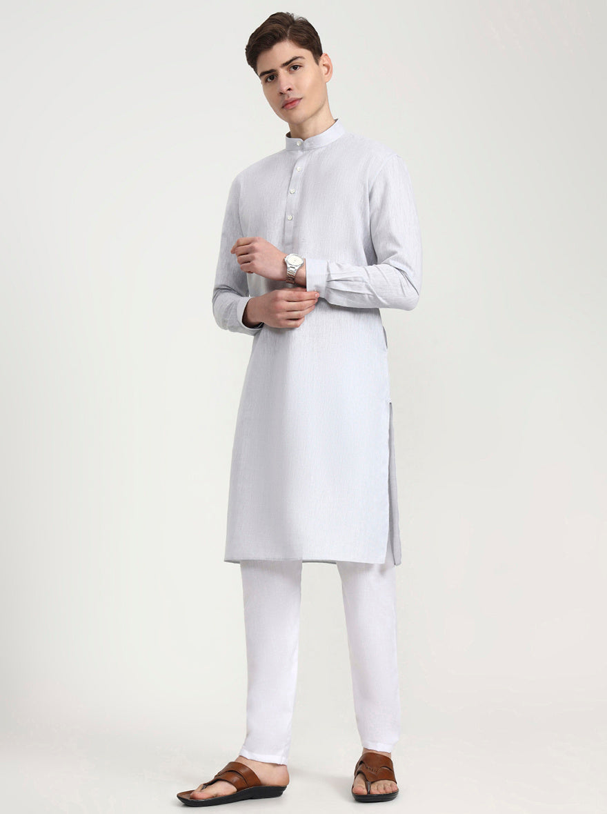 Grey Solid Modi Kurta | JadeBlue