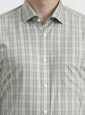 Pista Green Checked Slim Fit Formal Shirt | Metal