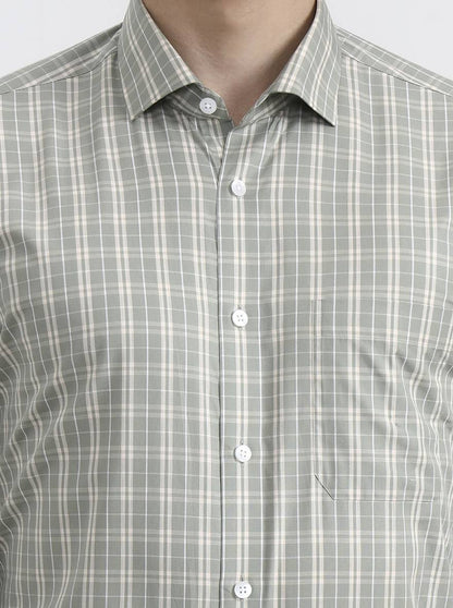 Pista Green Checked Slim Fit Formal Shirt | Metal