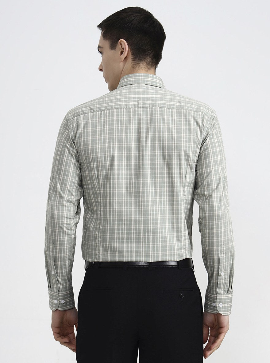 Pista Green Checked Slim Fit Formal Shirt | Metal