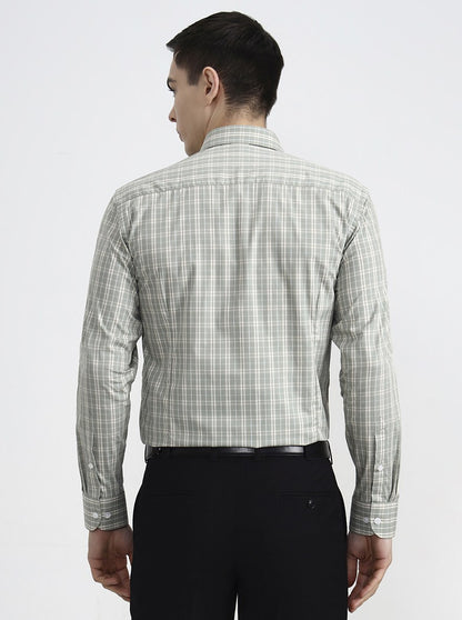 Pista Green Checked Slim Fit Formal Shirt | Metal