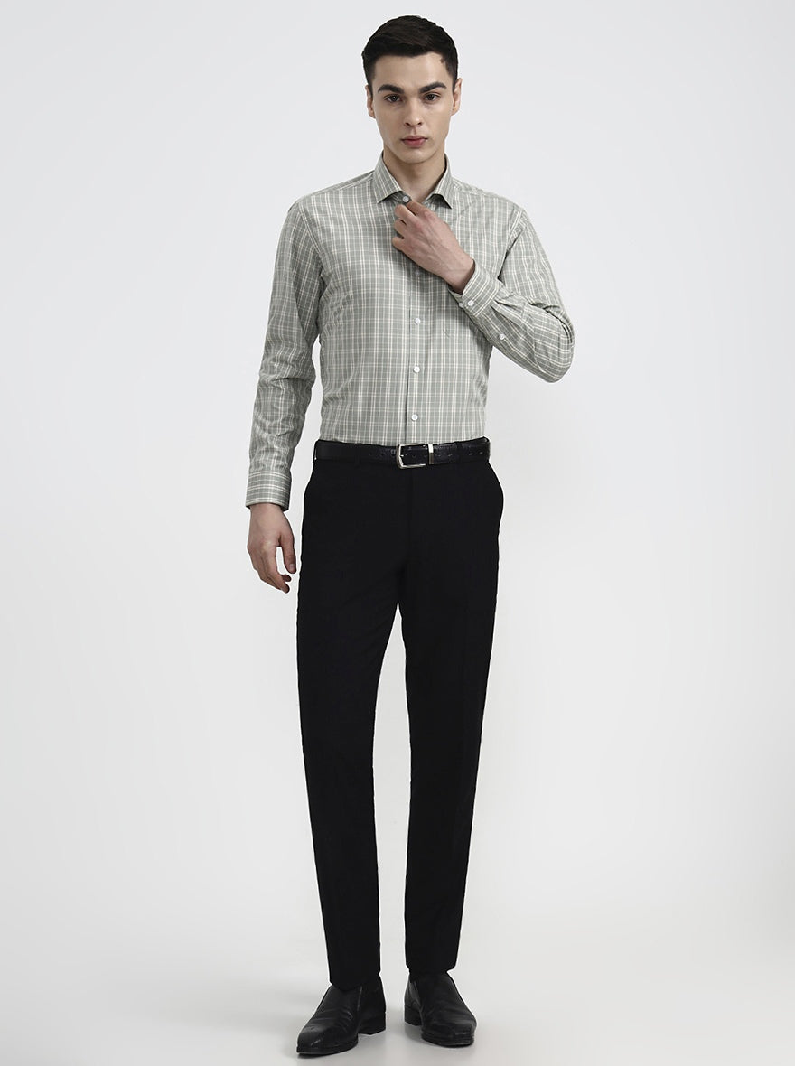 Pista Green Checked Slim Fit Formal Shirt | Metal