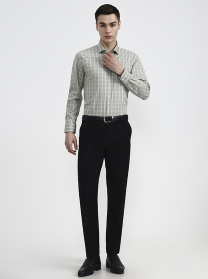 Pista Green Checked Slim Fit Formal Shirt | Metal