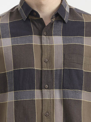 Brown Checked Slim Fit Casual Shirt | JadeBlue
