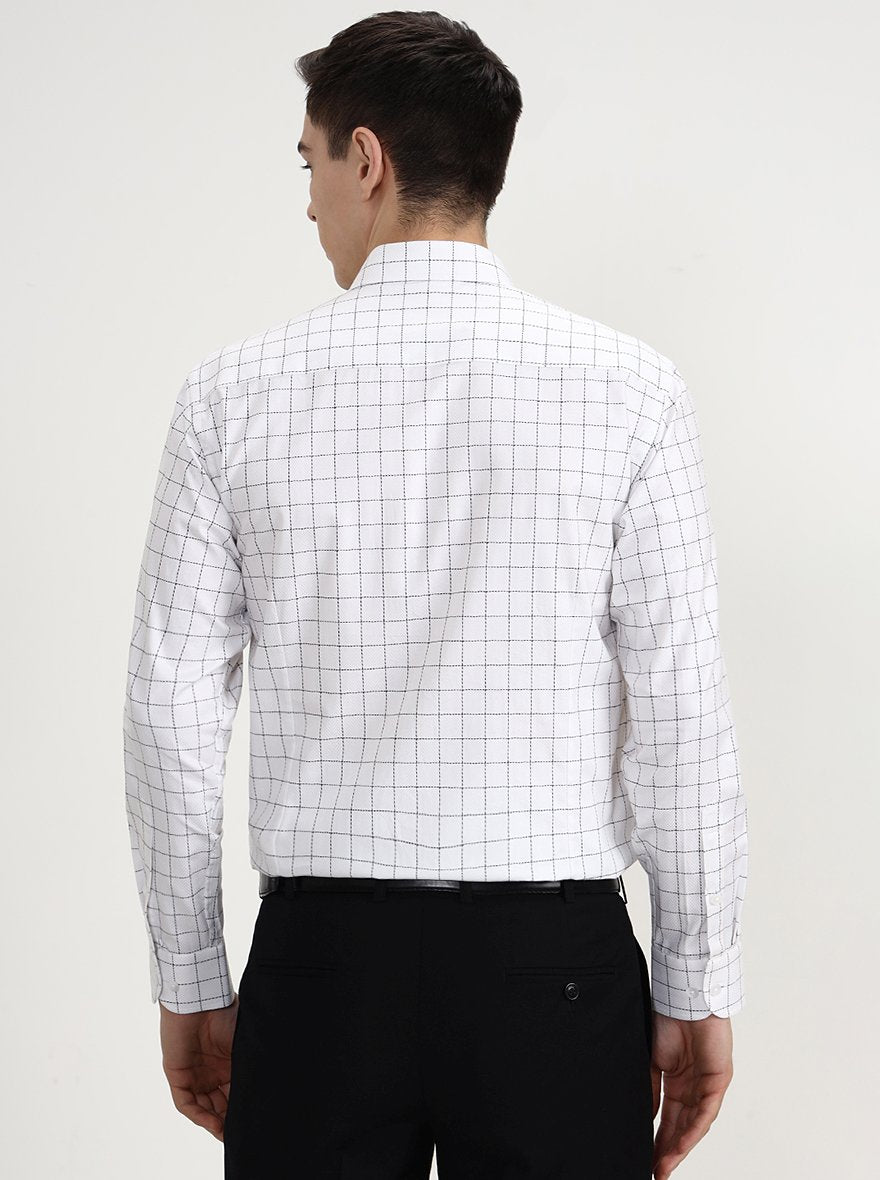 White & Black Checked Slim Fit Formal Shirt | Metal