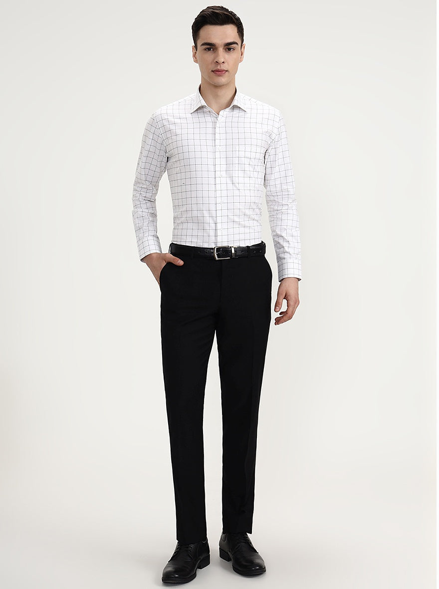 White & Black Checked Slim Fit Formal Shirt | Metal