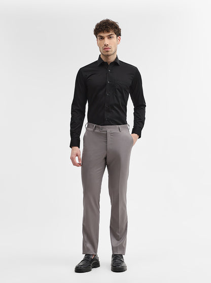 Light Grey Solid Slim Fit Formal Trouser | JadeBlue Super Luxe