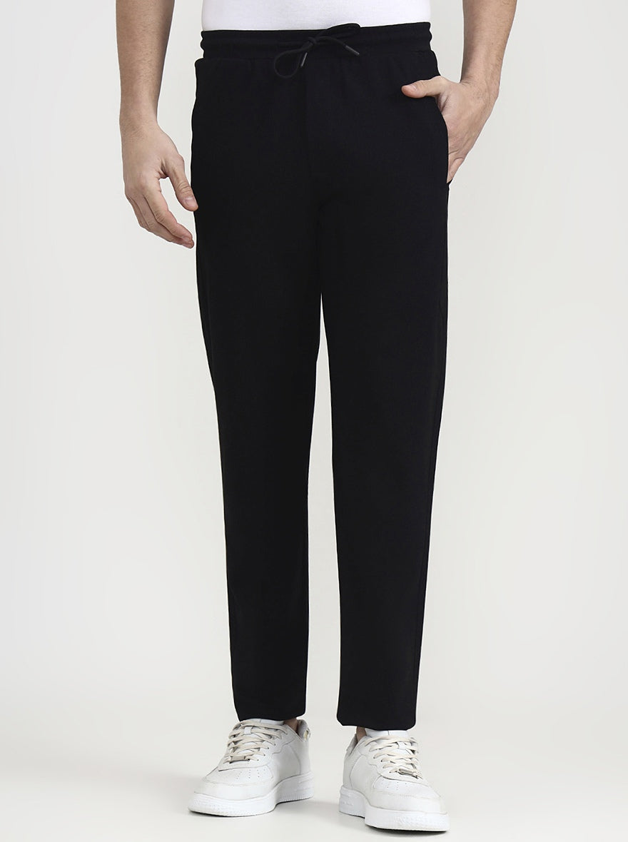 Black Solid Slim Fit Track Pant | JadeBlue