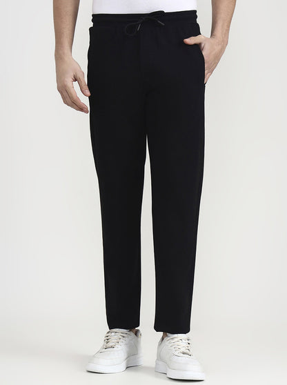 Black Solid Slim Fit Track Pant | JadeBlue