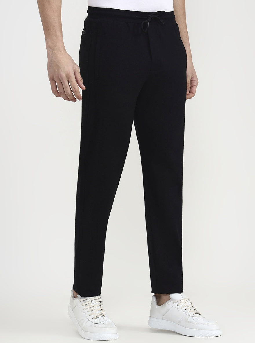 Black Solid Slim Fit Track Pant | JadeBlue