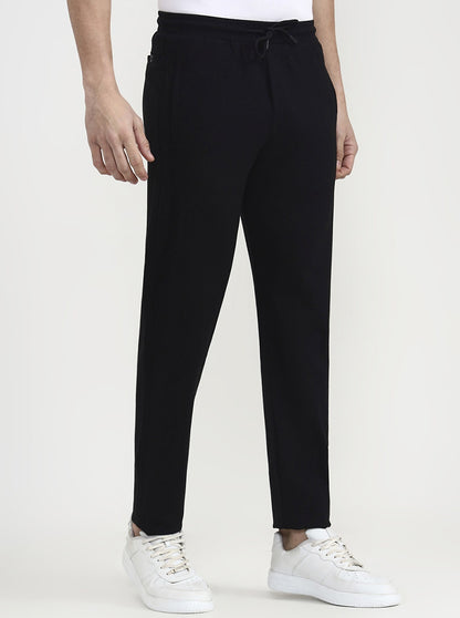 Black Solid Slim Fit Track Pant | JadeBlue