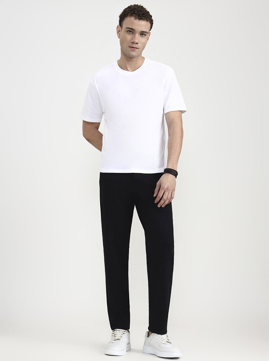 Black Solid Slim Fit Track Pant | JadeBlue