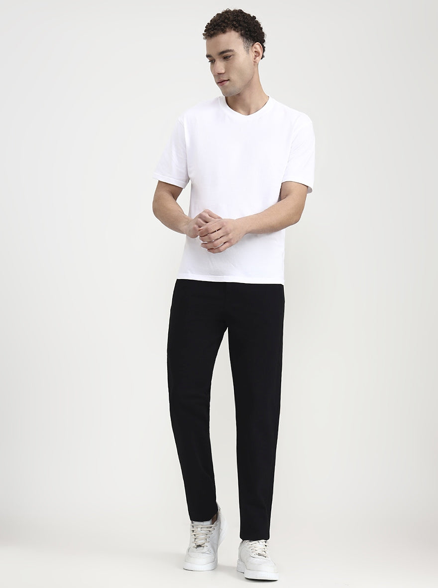 Black Solid Slim Fit Track Pant | JadeBlue