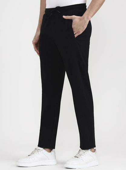 Black Solid Slim Fit Track Pant | JadeBlue