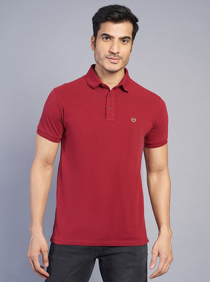 Red Solid Slim Fit Polo T-Shirt | JadeBlue