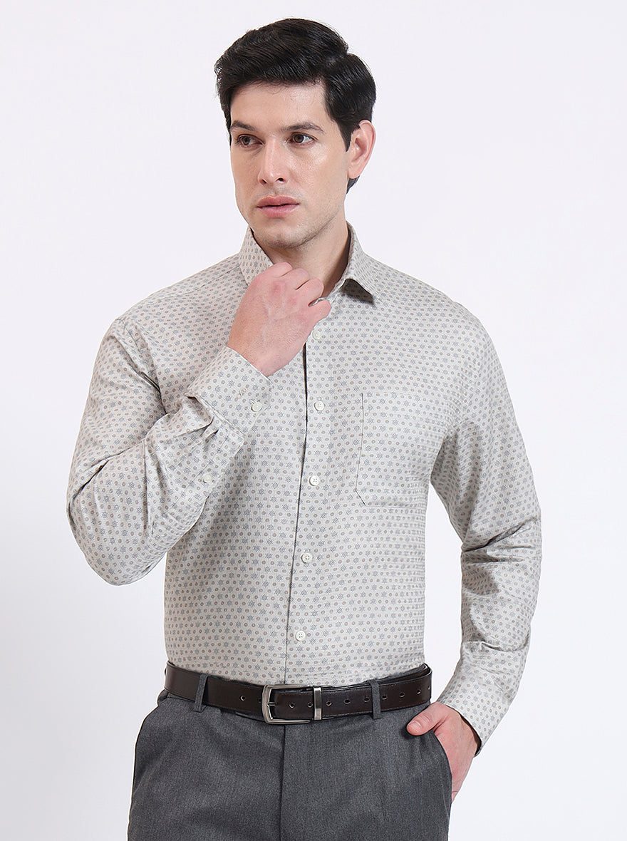 Fawa & Brown Printed Regular Fit Formal Shirt | JadeBlue