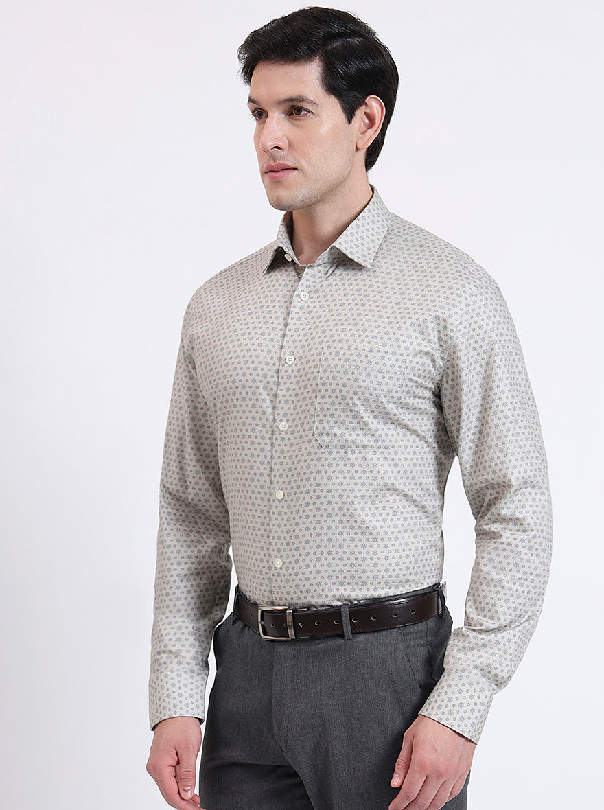 Fawa & Brown Printed Regular Fit Formal Shirt | JadeBlue