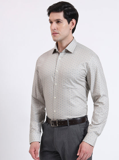 Fawa & Brown Printed Regular Fit Formal Shirt | JadeBlue