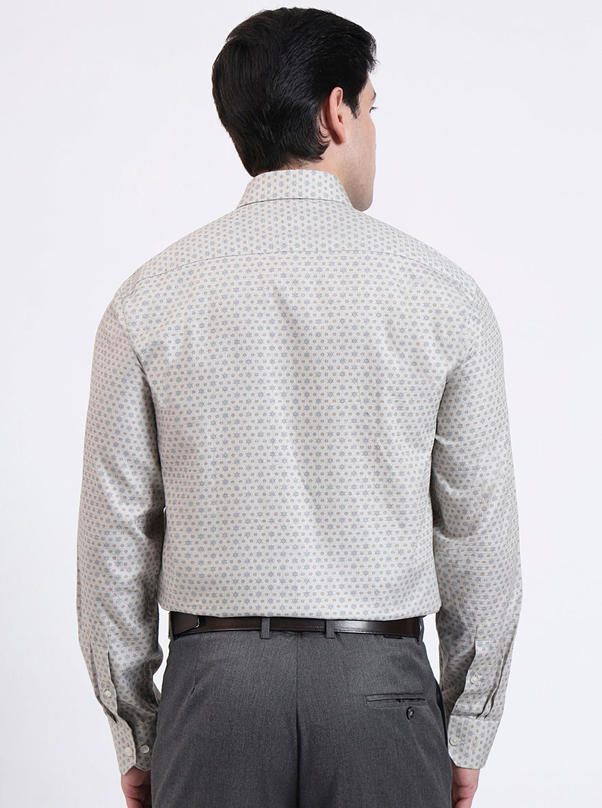 Fawa & Brown Printed Regular Fit Formal Shirt | JadeBlue
