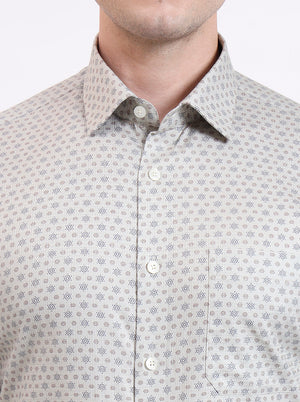 Fawa & Brown Printed Regular Fit Formal Shirt | JadeBlue