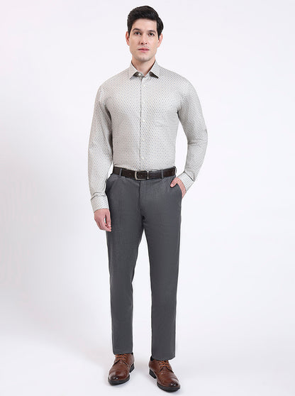 Fawa & Brown Printed Regular Fit Formal Shirt | JadeBlue